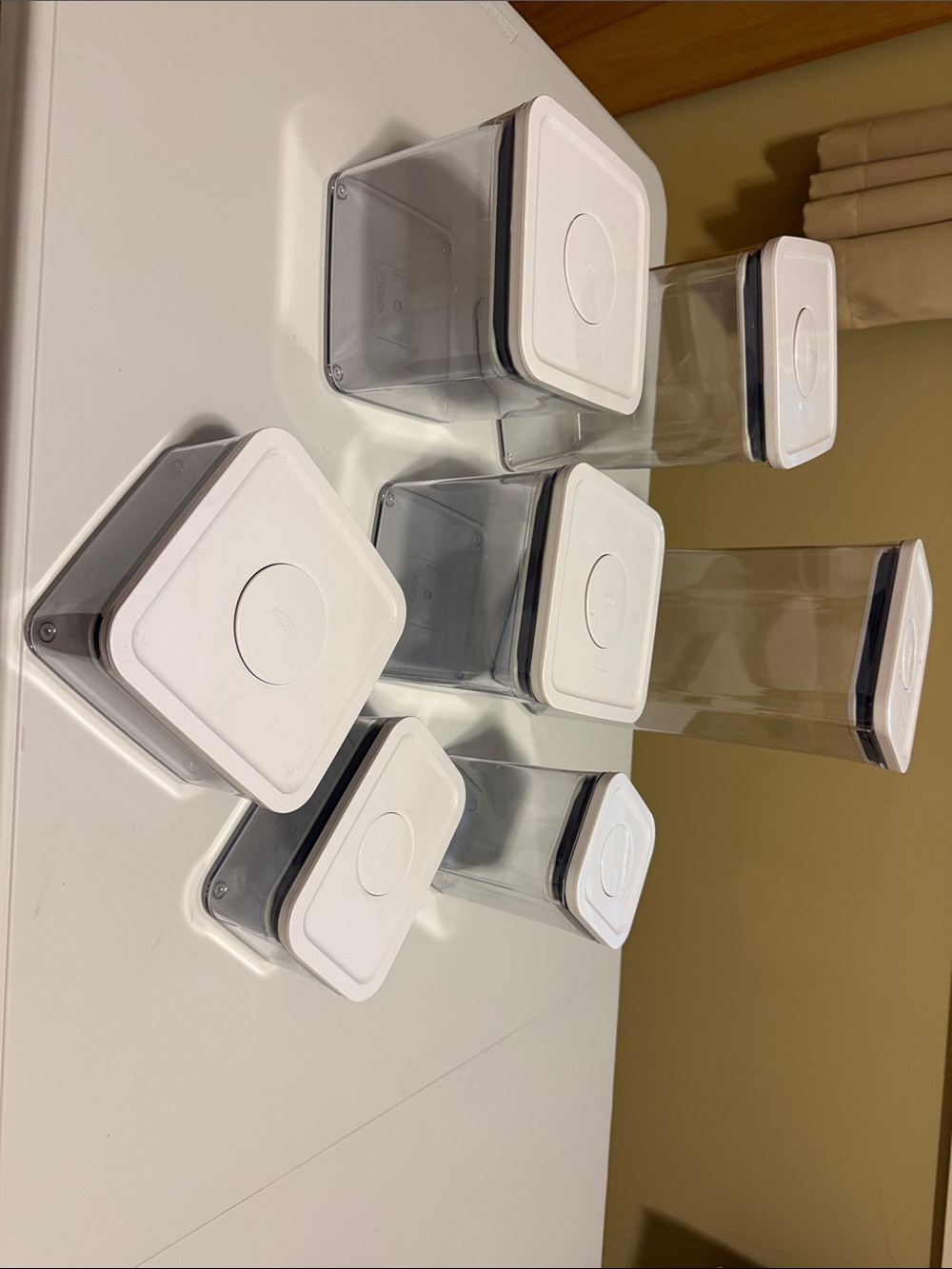 OXO Pop Clear Food Storage Canisters with White Lids - Set Seven!